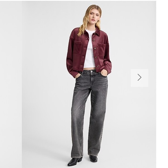 Express Burgundy Corduroy Crop Jacket M - Picture 4 of 8
